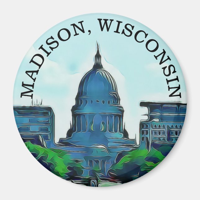 Imán Madison, Wisconsin Souvenir Magnet (Frente)
