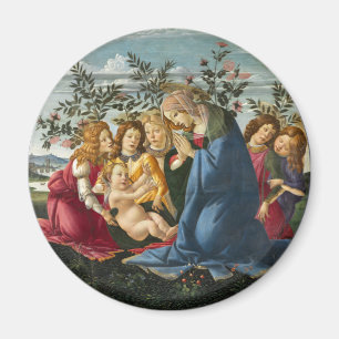 Imán Madonna Adorando al niño con 5 ángeles Botticelli