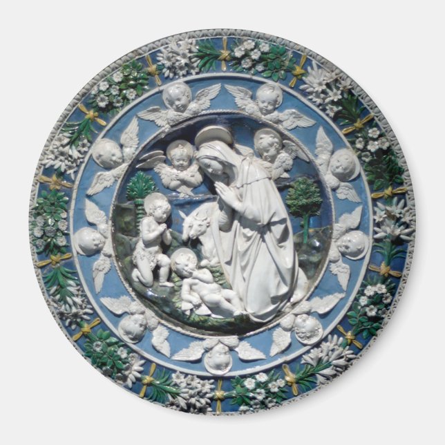 Imán Madonna Adorando al Niño de Della Robbia (Frente)