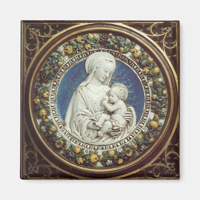 Imán MADONNA CON NIÑO, redonda (Frente)