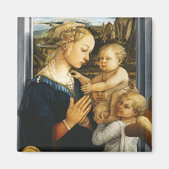 Imán Madonna con niños y dos ángeles, Filippo Lippi (Frente)