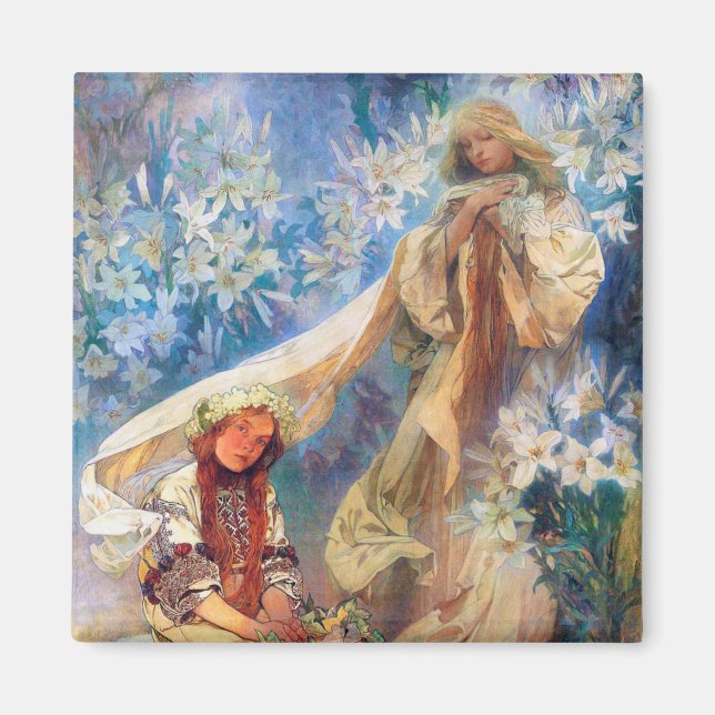 Imán Madonna de la Lily, Mucha (Frente)