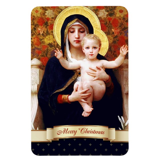 Imán Madonna de W.Bouguereau. Regalo de Navidades Bella (Vertical)