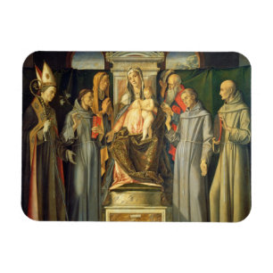 Imán Madonna Enthroned, 1480 (el aceite en el panel)