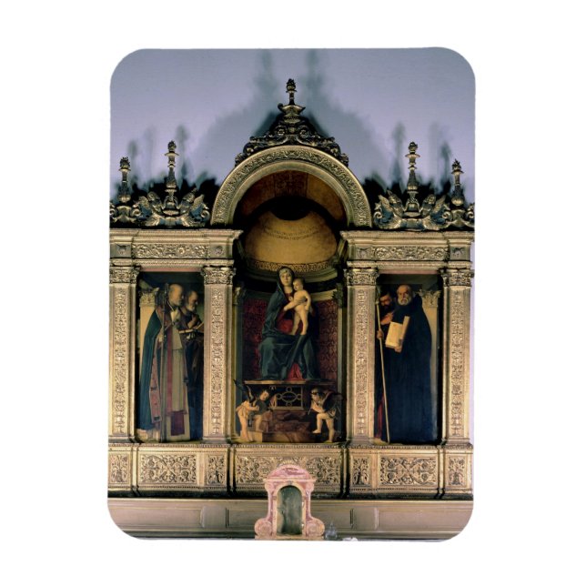 Imán Madonna, niño y santos (retablo triptaco) (Vertical)