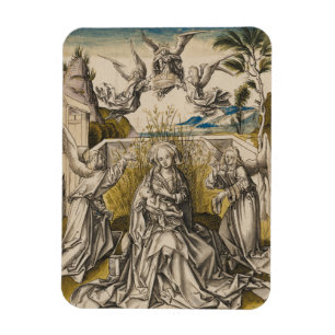 Imán Madonna y ángeles en un paisaje el   c.1500