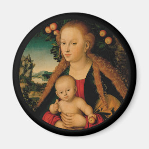 Imán Madonna y el niño de Cristo bajo el árbol de Apple