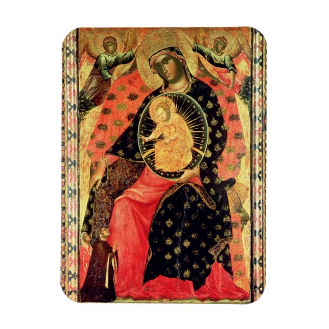 Imán Madonna y niño atrapados con dos personas devotas (Vertical)