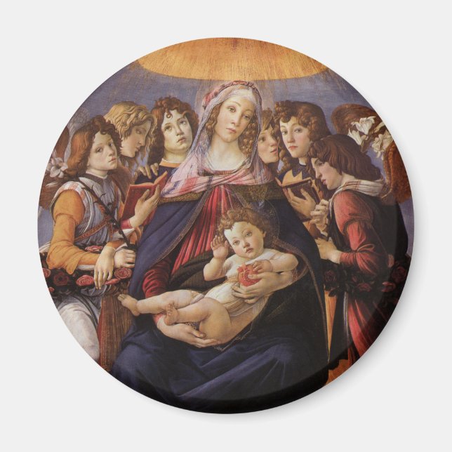 Imán Madonna y niño con ángeles por Sandro Botticelli (Frente)