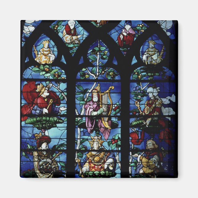 Imán Madonna y niño con ángeles y retratos (Frente)