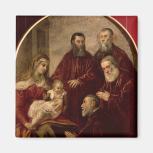 Imán Madonna y niño con cuatro estadistas