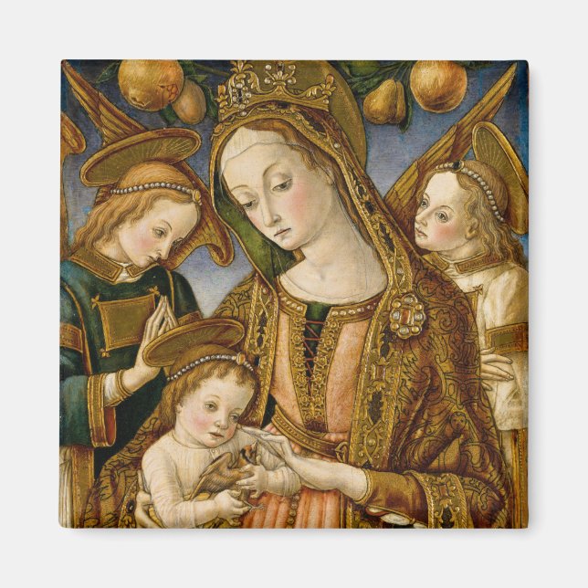 Imán Madonna y niño con dos ángeles (Frente)