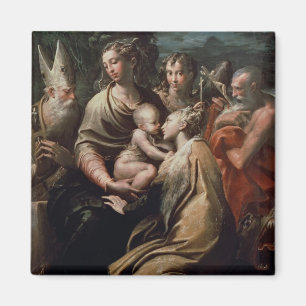 Imán Madonna y niño con los santos, c.1529 (aceite en