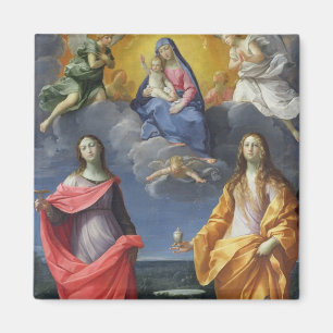 Imán Madonna y niño con Santa Lucía y María Magdalena