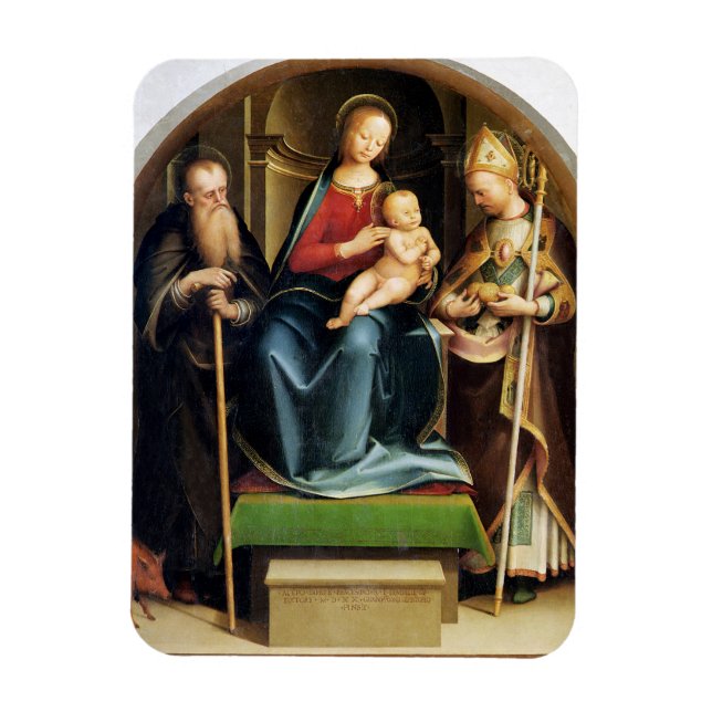 Imán Madonna y niño con St. Anthony Abbot y St. (Vertical)