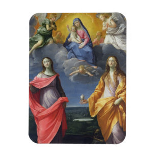 Imán Madonna y niño con St. Lucy y Maria Magdalena