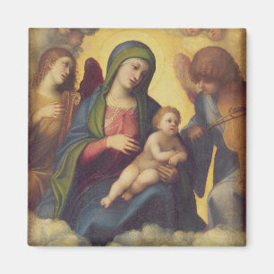 Imán Madonna y niño en Gloria, c.1520 (aceite