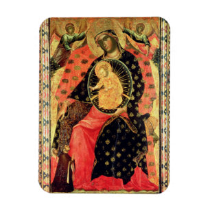 Imán Madonna y niño Enthroned con dos personas devotas