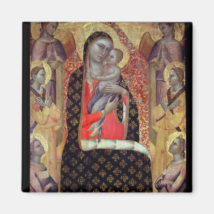 Imán Madonna y niño enthroned con seis ángeles (el