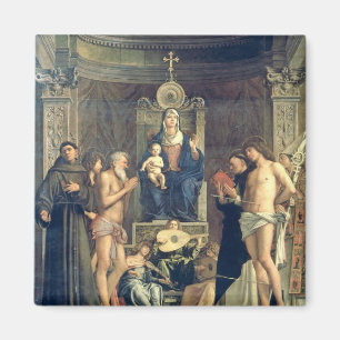 Imán Madonna y niño Enthroned entre los SS. Francisco,