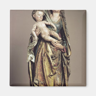 Imán Madonna y niño, escultura de madera