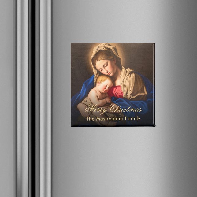 Imán Madonna y niño Navidades religiosos de la época (Christmas refrigerator magnet with Madonna and Child for Catholics & Christians. Makes a nice gift.)