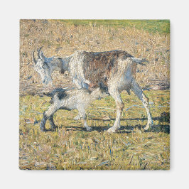 Imán Madre cabra con su hijo pequeño (por Segantini)