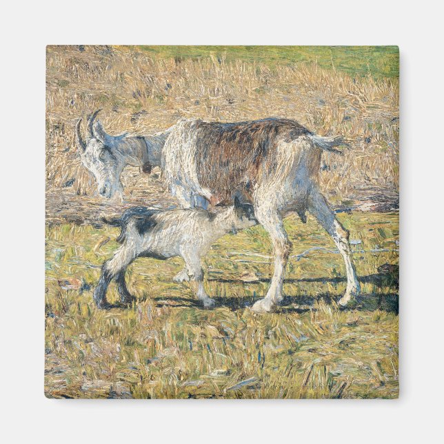 Imán Madre cabra con su hijo pequeño (por Segantini) (Frente)