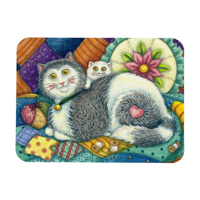 IMÁN MADRE CAT & KITTEN, COLCHONETAS, PINCUSIÓN (Horizontal)