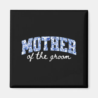 Imán Madre del novio floral azul chinoiserie