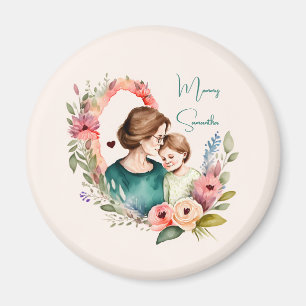 Imán Madre floral personalizada e hijo de hija