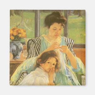 Imán Madre joven masticando por Mary Cassatt, arte vint