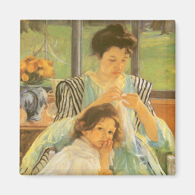 Imán Madre joven masticando por Mary Cassatt, arte vint (Frente)