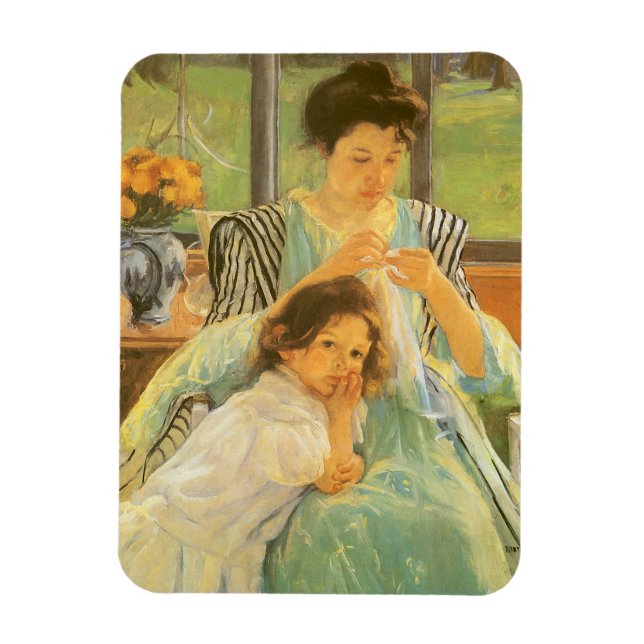 Imán Madre joven masticando por Mary Cassatt, arte vint (Vertical)