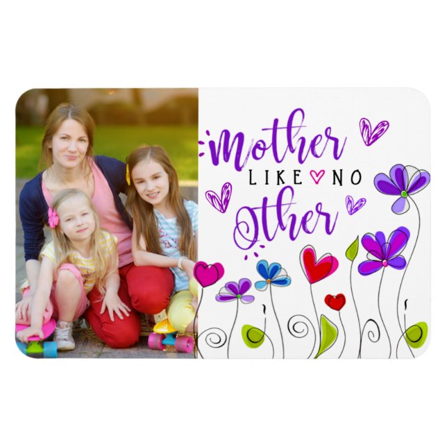 Imán Madre Mano Dibuja Flores Corazones Diciendo (Horizontal)