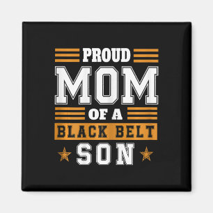 Imán Madre orgullosa de karate mujer cinturón negro hij