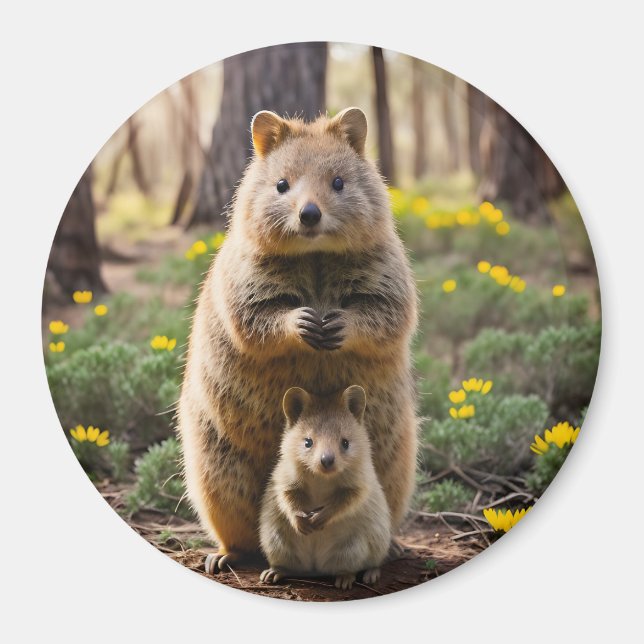 Imán Madre Y Bebé Quokka, Fridge Magnet (Frente)