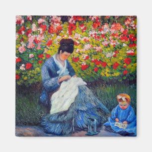 Imán Madre y niño monet en el jardín