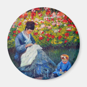 Imán Madre y niño monet en el jardín