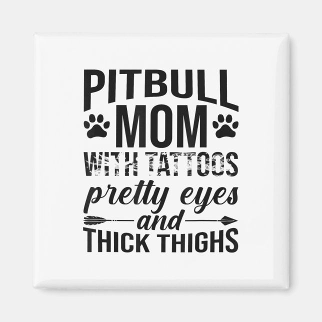 Imán Madres Pitbull Con Tattoos Bonitos Ojos Gruesos (Frente)