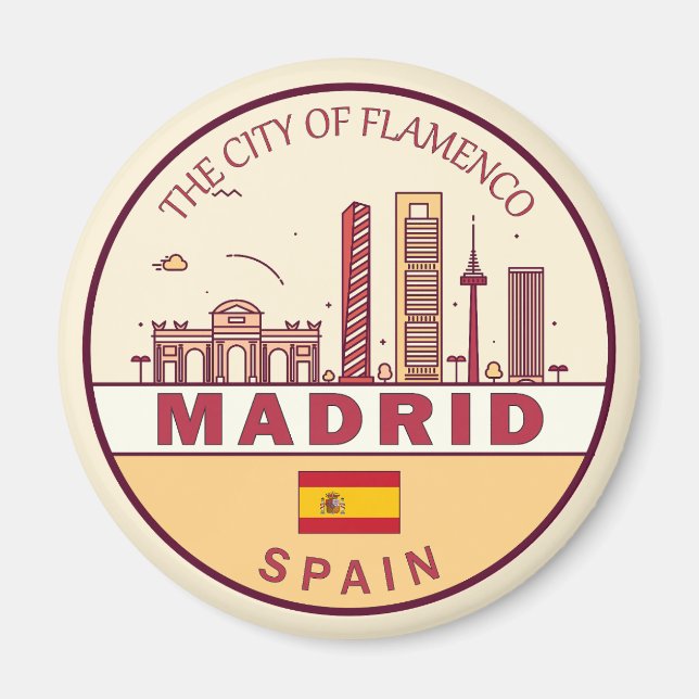 Imán Madrid España City Skyline Emblem (Frente)