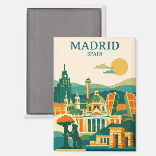 Imán Madrid España Ciudad Silueta - Ciudad Retro Minima