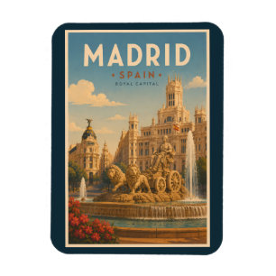 Imán Madrid España Fuente de Cibeles Ilustración Viaje