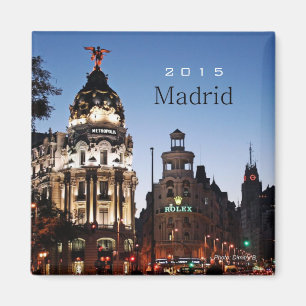 Imán Madrid España Nighttime Scene Magnet Change Year