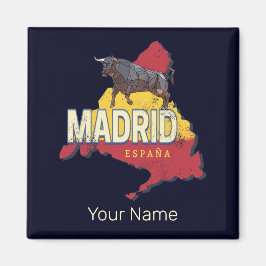 Imán Madrid España Región Retro Mapa de Bull Vintage