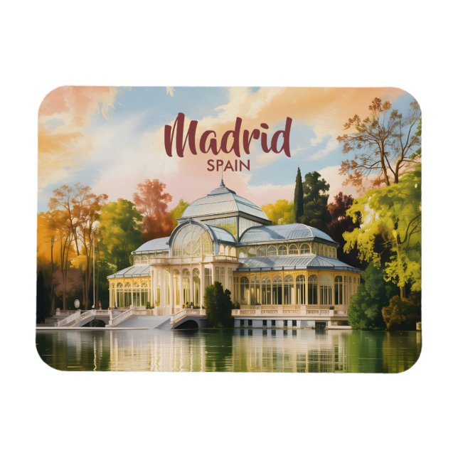 Imán Madrid Spain Palacio de Cristal Watercolor Travel (Horizontal)