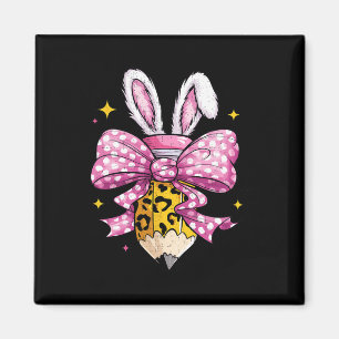 Imán Maestra amamantada Cute Coquette Bow Bunny Easter