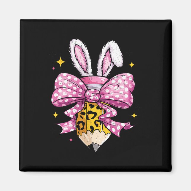 Imán Maestra amamantada Cute Coquette Bow Bunny Easter  (Frente)