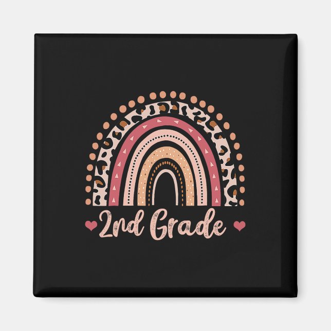 Imán Maestra de 2º Grado se ríe arcoiris para volver a  (Frente)