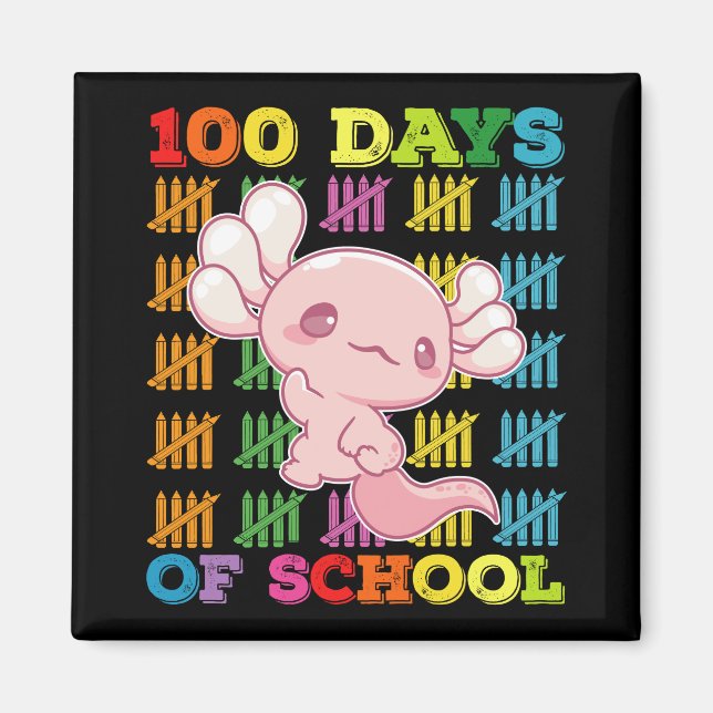 Imán Maestra de ajolote de 100 días de escuela (Frente)